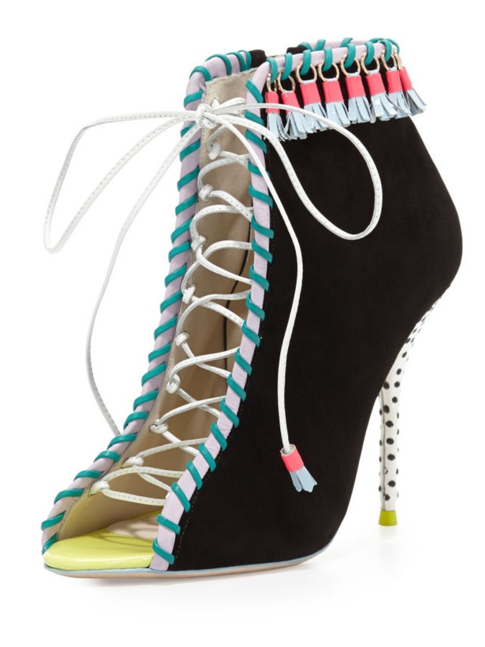 Sophia Webster Black Suede And Leather Simi Lace Up Ankle Boots, Sz Eu 36/Us 5.5